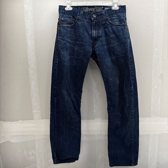 Silvertab Levis Straight Jeans Whisker & Stack Faded Mens 30x30 Dark Wash EUC - Picture 10 of 14